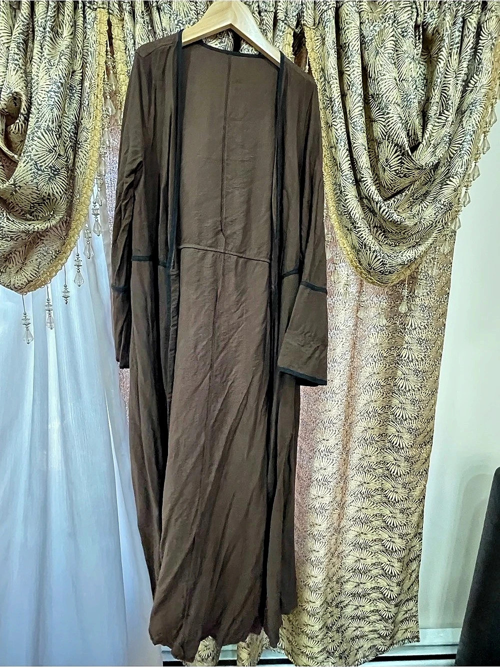 Brown Long Sleeve Maxi Dress